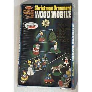 Vintage Arrow 1973 Christmas Ornament Wood Mobile Paint By Number Kit Rare #3335